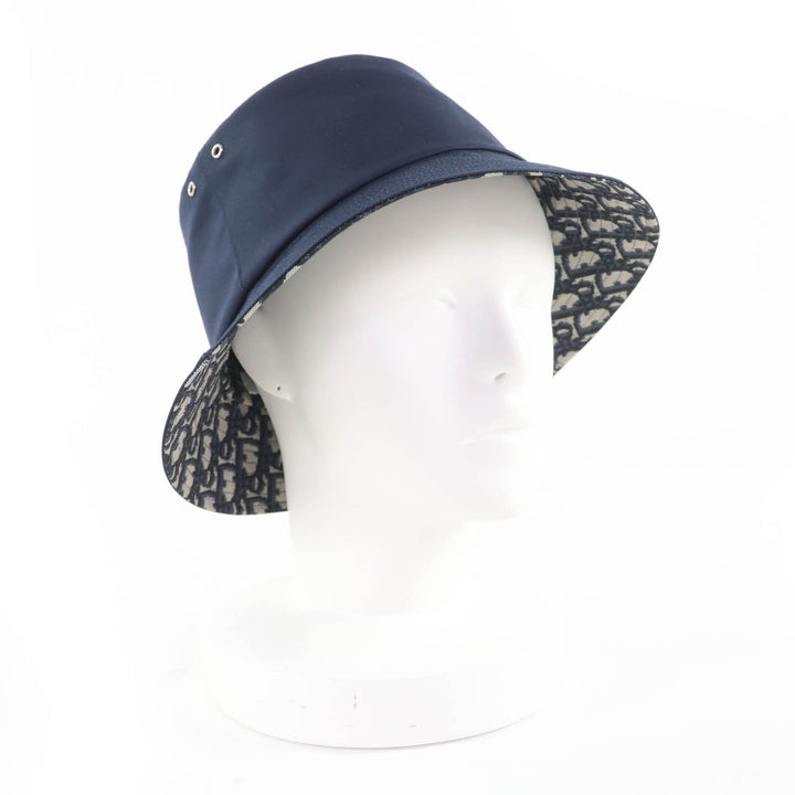 美品☆Christian Dior クリスチャンディオール 95TDD923A130 オブリーク バケットハット ネイビー 59 箱付 伊製 正規品 レディース