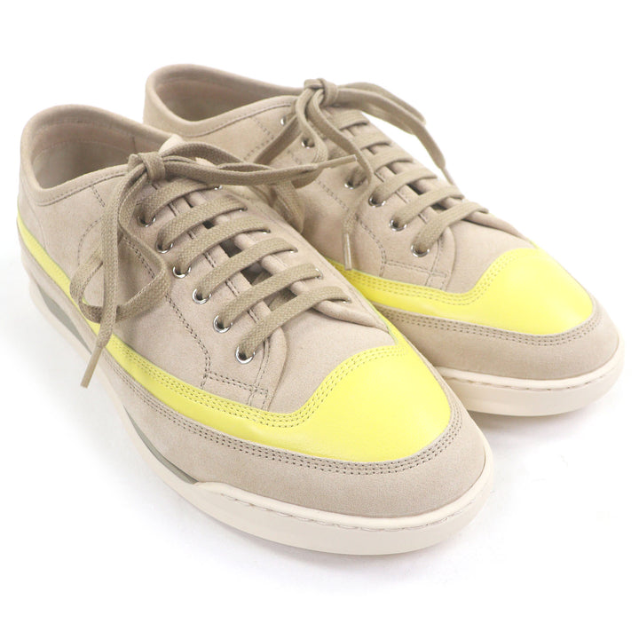 未使用品□John Lobb ジョンロブ COURT スウェードレザー レザー レースアップ ローカットスニーカー ベージュ イエロー 6 イタリア製