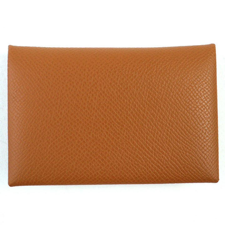 未使用品△HERMES エルメス カルヴィ ヴォーエプソン ゴールド シルバー金具 名刺入れ カードケース W刻印 箱付き フランス製 レディース