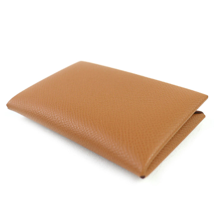 未使用品△HERMES エルメス カルヴィ ヴォーエプソン ゴールド シルバー金具 名刺入れ カードケース W刻印 箱付き フランス製 レディース