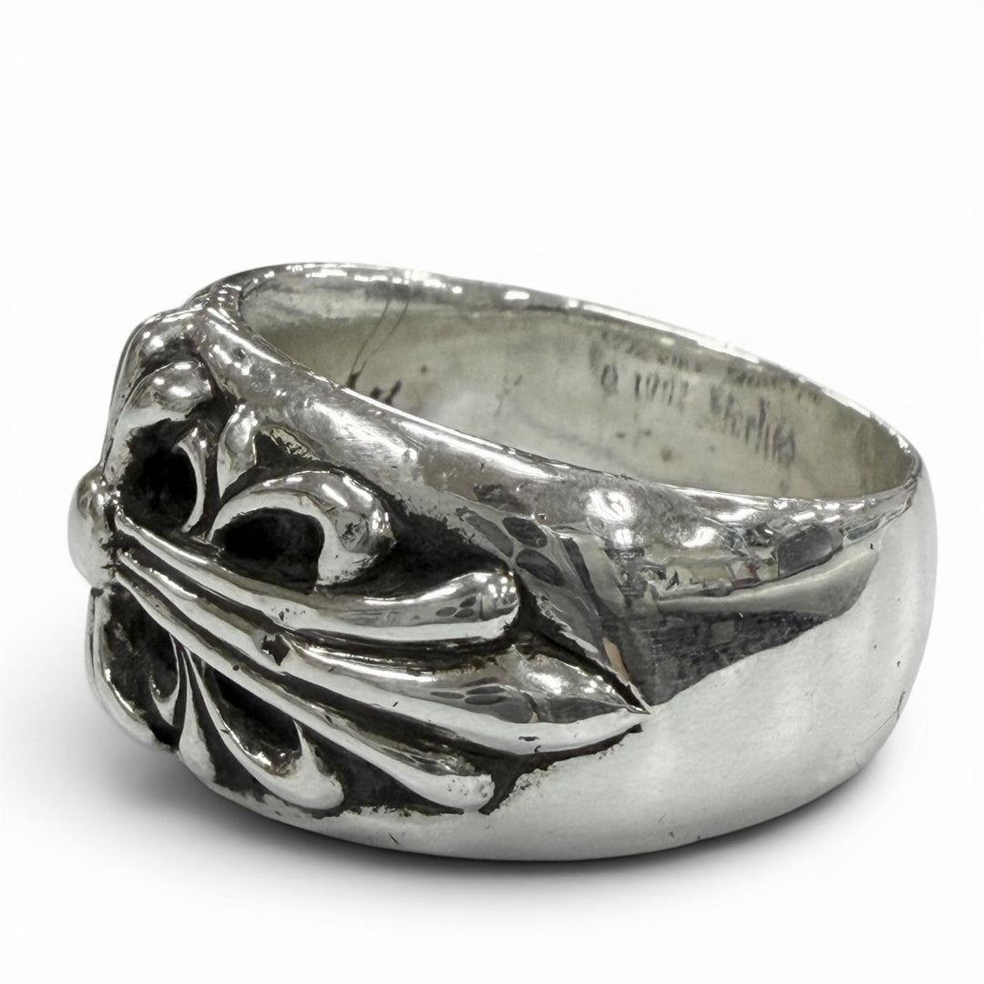 美品▼CHROME HEARTS クロムハーツ フローラルクロス 925 リング 指輪 シルバー JP22号 重量18.5g メンズ アクセサリー