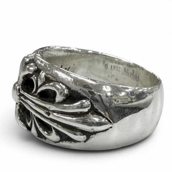 美品▼CHROME HEARTS クロムハーツ フローラルクロス 925 リング 指輪 シルバー JP22号 重量18.5g メンズ アクセサリー
