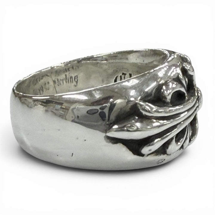 美品▼CHROME HEARTS クロムハーツ フローラルクロス 925 リング 指輪 シルバー JP22号 重量18.5g メンズ アクセサリー