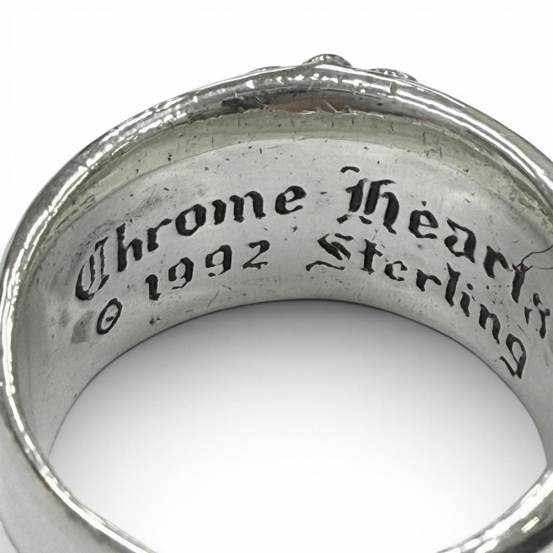 美品▼CHROME HEARTS クロムハーツ フローラルクロス 925 リング 指輪 シルバー JP22号 重量18.5g メンズ アクセサリー