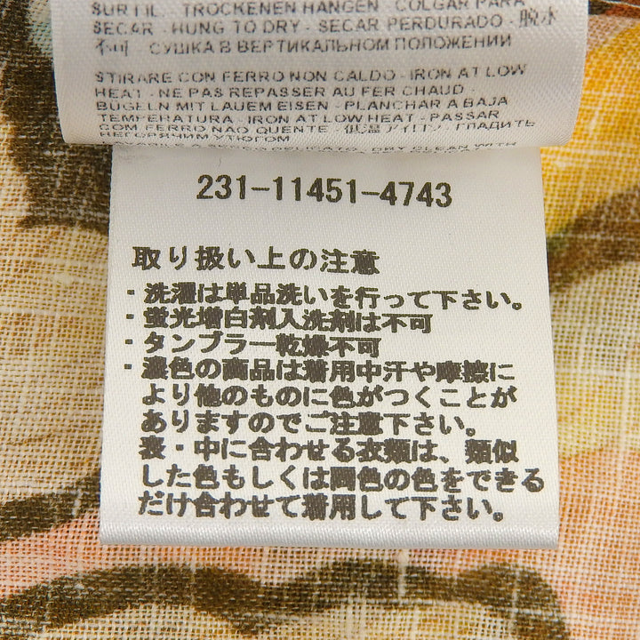 未使用品▲ETRO エトロ 23SS リネン100％ 総柄 ロゴ入りボタン ロングスリーブ 長袖シャツ オレンジ マルチ 41 イタリア製 正規品 メンズ