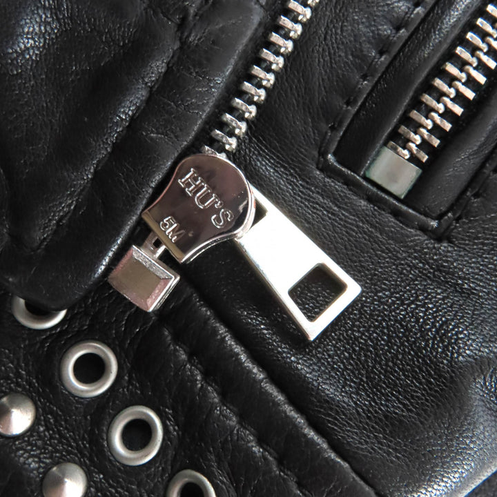 極美品★RED VALENTINO レッドヴァレンティノ SR3NA014I4BN フリンジデザイン ZIP UP レザー ライダースジャケット ブラック 40 正規品
