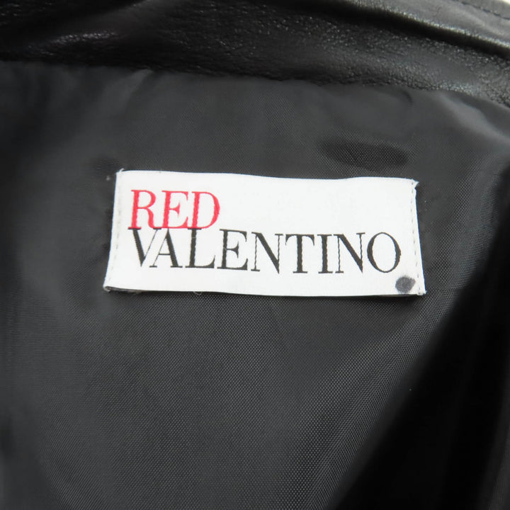 極美品★RED VALENTINO レッドヴァレンティノ SR3NA014I4BN フリンジデザイン ZIP UP レザー ライダースジャケット ブラック 40 正規品