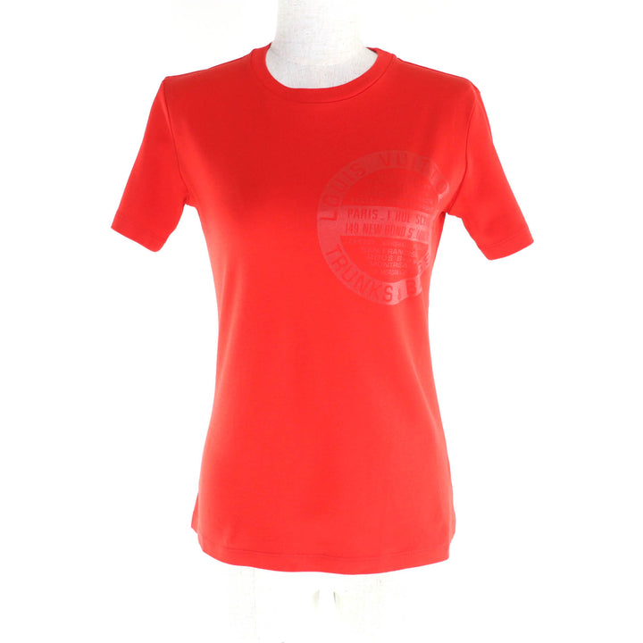 極美品★LOUIS VUITTON ルイヴィトン コットン100％ LVスタンプ クルーネック 半袖Ｔシャツ レッド XS イタリア製 正規品 レディース