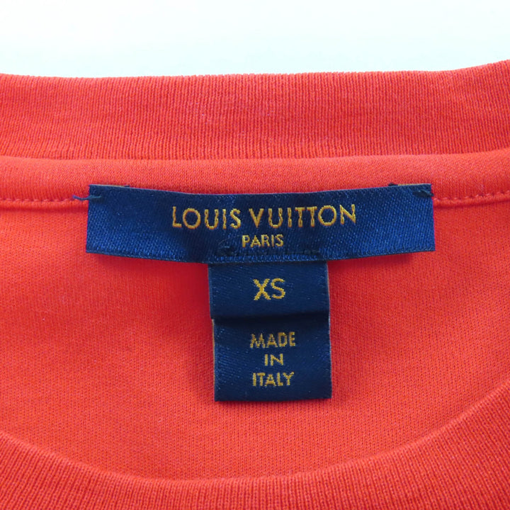 極美品★LOUIS VUITTON ルイヴィトン コットン100％ LVスタンプ クルーネック 半袖Ｔシャツ レッド XS イタリア製 正規品 レディース