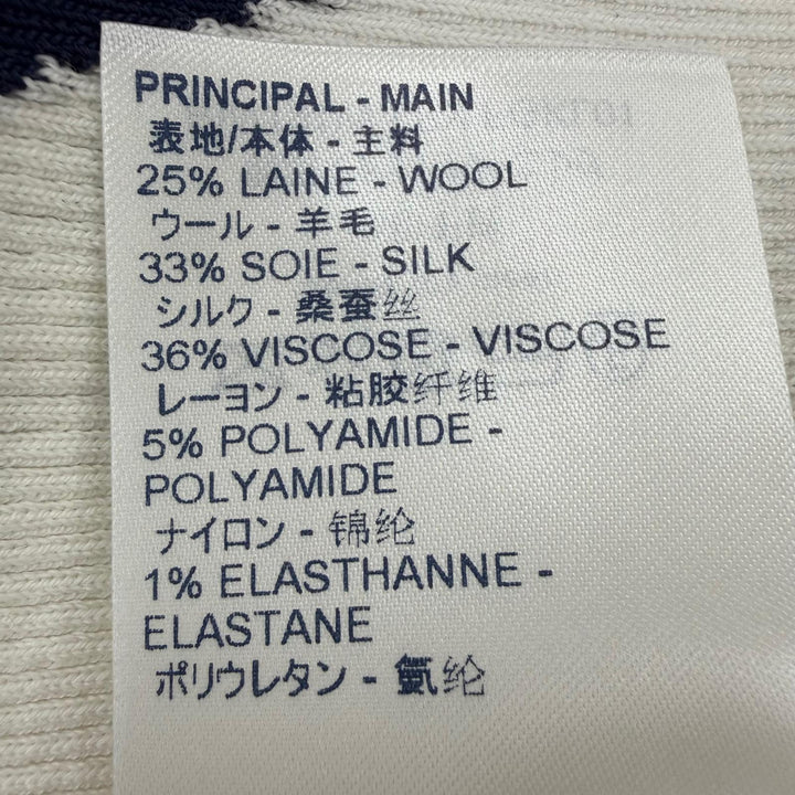 美品☆LOUIS VUITTON ルイヴィトン ウール シルク LVロゴ 長袖 ニット ネイビー ブラック ホワイト XS イタリア製 正規品 レディース