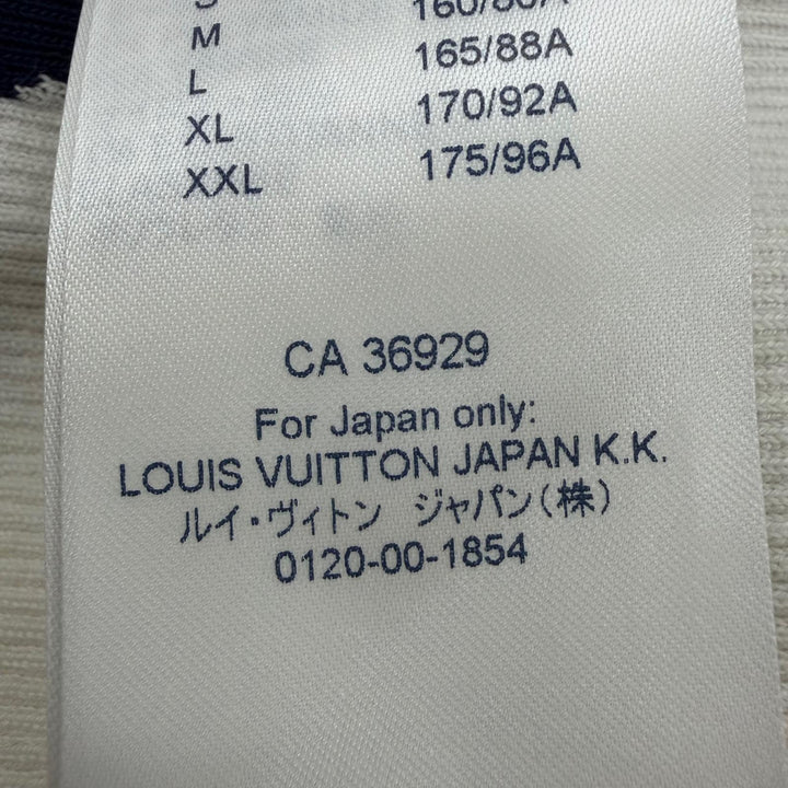 美品☆LOUIS VUITTON ルイヴィトン ウール シルク LVロゴ 長袖 ニット ネイビー ブラック ホワイト XS イタリア製 正規品 レディース