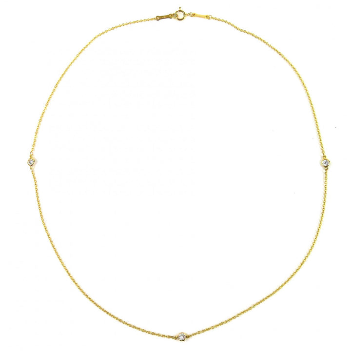極美品△TIFFANY&amp;Co. ティファニー エルサペレッティ バイザヤード 3P ダイヤモンド 750(YG) 41cm ネックレス ゴールド 重量1.85g 人気◎