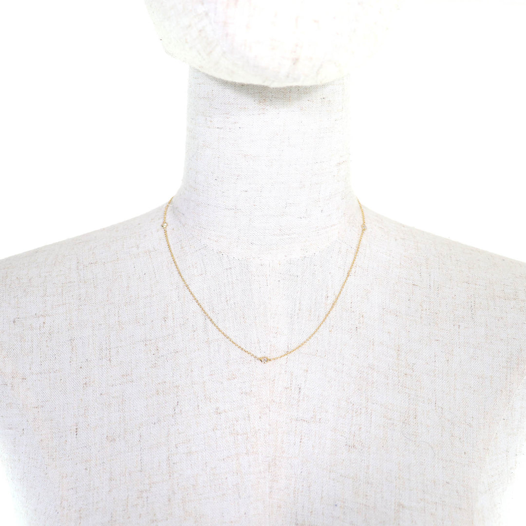 極美品△TIFFANY&amp;Co. ティファニー エルサペレッティ バイザヤード 3P ダイヤモンド 750(YG) 41cm ネックレス ゴールド 重量1.85g 人気◎