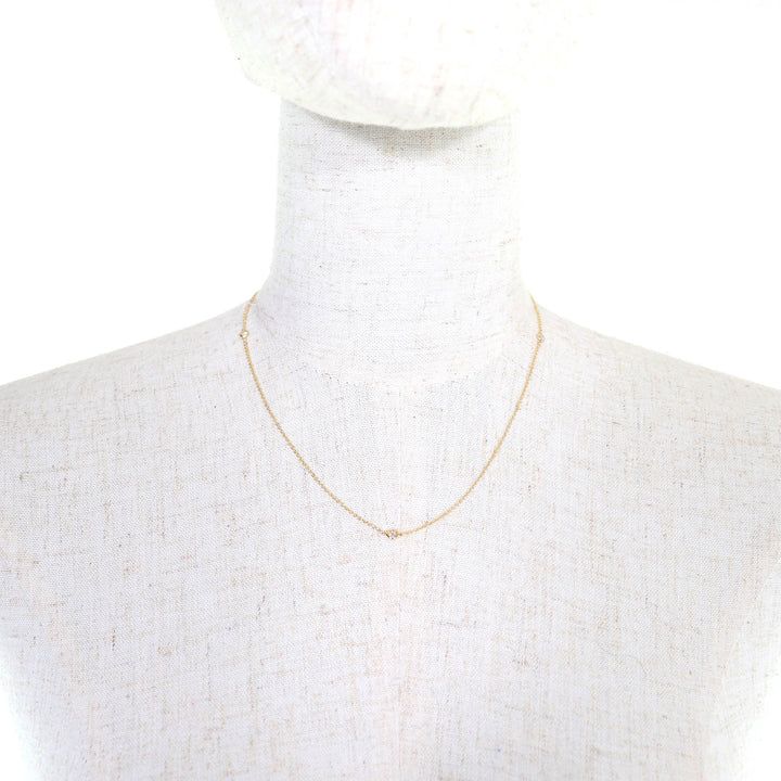 極美品△TIFFANY&amp;Co. ティファニー エルサペレッティ バイザヤード 3P ダイヤモンド 750(YG) 41cm ネックレス ゴールド 重量1.85g 人気◎