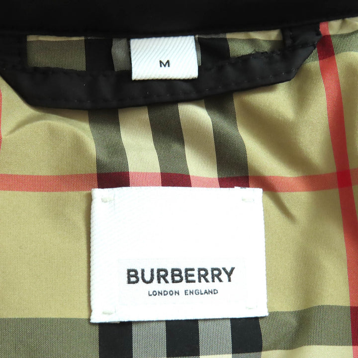美品△BURBERRY バーバリー 8021881 裏地ノバチェック柄 ファー・フード付き ダブルブレスト ロング ダウンコート ブラック M 正規品