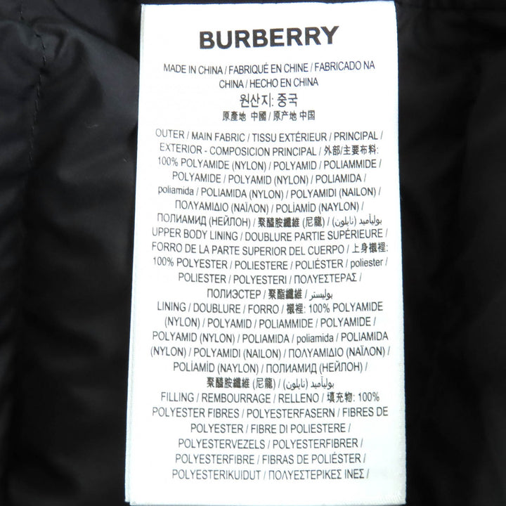 美品△BURBERRY バーバリー 8021881 裏地ノバチェック柄 ファー・フード付き ダブルブレスト ロング ダウンコート ブラック M 正規品