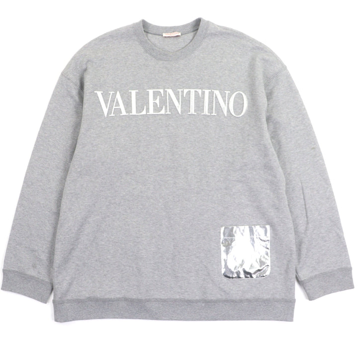 極美品▼Valentino ヴァレンチノ 2021年製 XV3MF18W84K エンボスロゴ ポケット付き クルーネック プルオーバー スウェット XXL 正規品