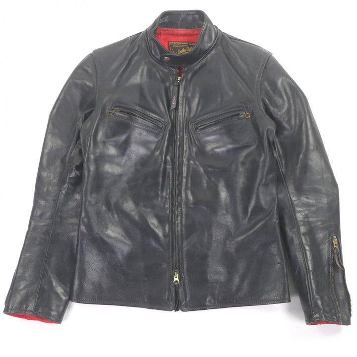良品□AERO LEATHER エアロレザー Board Racer ホースハイド スタンドカラー シングルライダース レザージャケット ブラック 36 メンズ