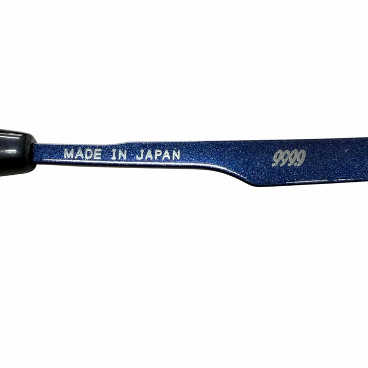 良品□999.9 フォーナインズ SP-11T チタニウム ハーフリム メガネ 眼鏡 アイウェア ブルー 55□16-140 度入り 日本製 メンズ ケース付き