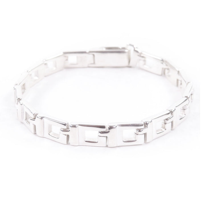 美品□GUCCI グッチ ヴィンテージ SV925 Gロゴ アクセサリー ブレスレット シルバー 箱・保存袋付き イタリア製 重量21.1g メンズ