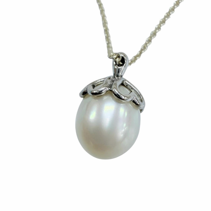 美品☆TIFFANY&amp;Co. ティファニー 925 ハートクローバー 1P フレッシュウォーターパール ネックレス シルバー 重量2.6g 箱・保存袋付き