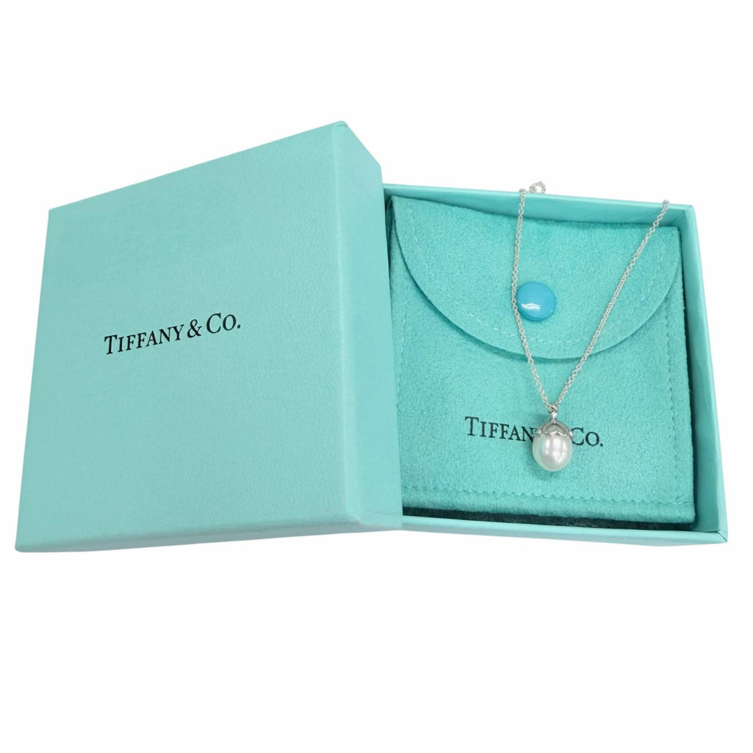美品☆TIFFANY&amp;Co. ティファニー 925 ハートクローバー 1P フレッシュウォーターパール ネックレス シルバー 重量2.6g 箱・保存袋付き