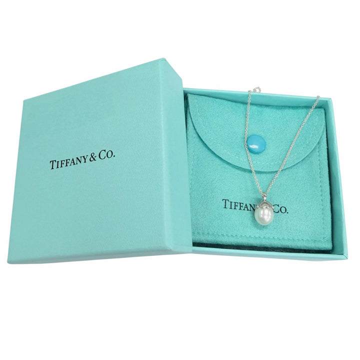 美品☆TIFFANY&amp;Co. ティファニー 925 ハートクローバー 1P フレッシュウォーターパール ネックレス シルバー 重量2.6g 箱・保存袋付き