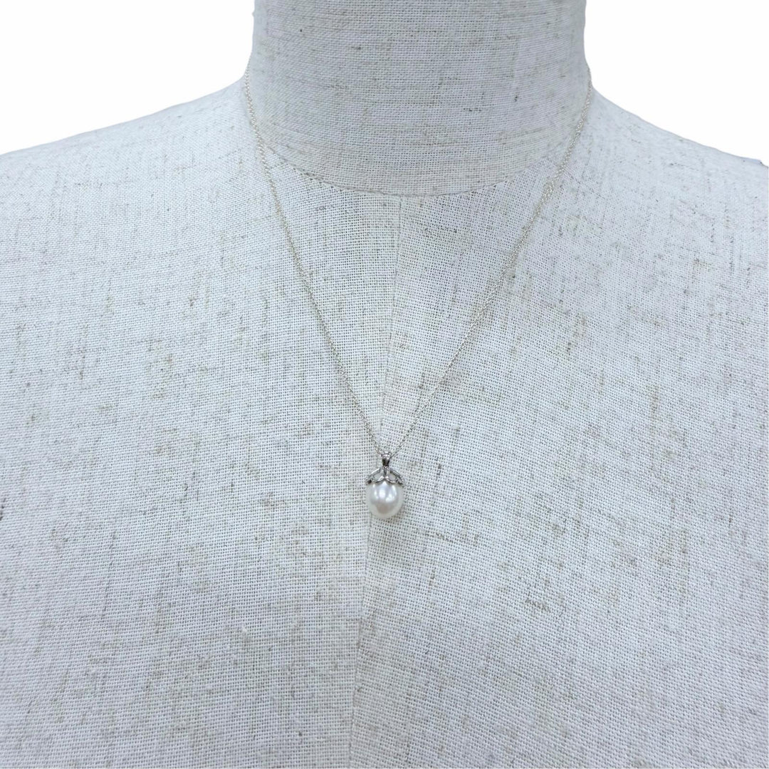 美品☆TIFFANY&amp;Co. ティファニー 925 ハートクローバー 1P フレッシュウォーターパール ネックレス シルバー 重量2.6g 箱・保存袋付き