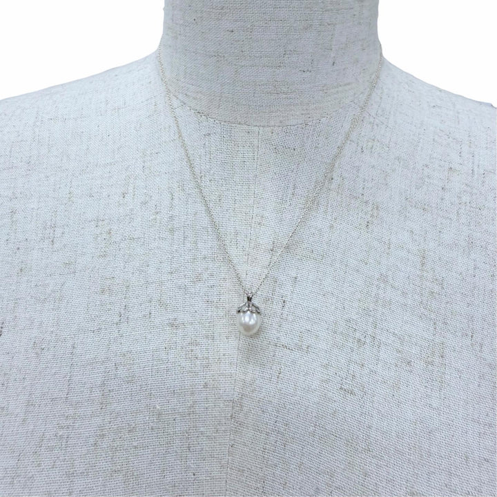 美品☆TIFFANY&amp;Co. ティファニー 925 ハートクローバー 1P フレッシュウォーターパール ネックレス シルバー 重量2.6g 箱・保存袋付き
