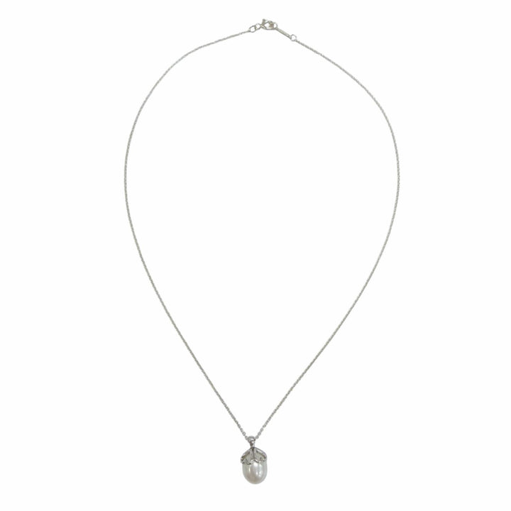 美品☆TIFFANY&amp;Co. ティファニー 925 ハートクローバー 1P フレッシュウォーターパール ネックレス シルバー 重量2.6g 箱・保存袋付き