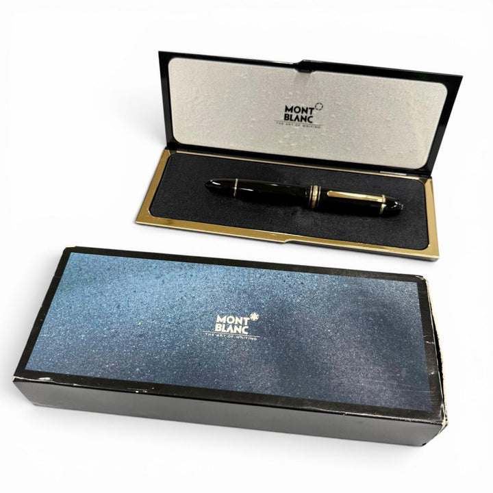 極美品▼MONTBLANC モンブラン マイスターシュテュック 149 Pix ペン先18K ホワイトスター 万年筆 ブラック ゴールド ドイツ製 箱付き
