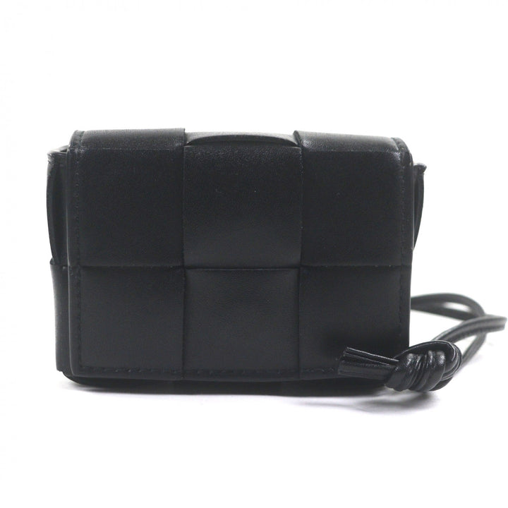 美品▼BOTTEGAVENETA ボッテガヴェネタ レザー マキシイントレチャート カセット ポーチ ショルダーバッグ ブラック シルバー金具 箱付き