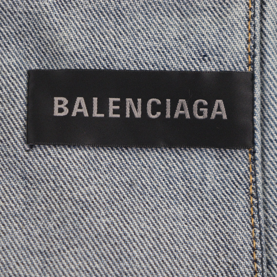 極美品▼BALENCIAGA バレンシアガ 704527 Deconstructed Panelled Denim Jacket オーバジャケット デニムジャケット 1 正規品 メンズ