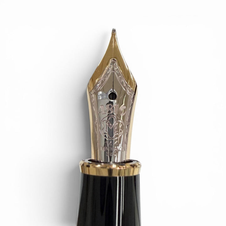 美品▼MONTBLANC モンブラン マイスターシュテュック クラシック ペン先14K Fニブ ホワイトスター 万年筆 ブラック ゴールド ドイツ製