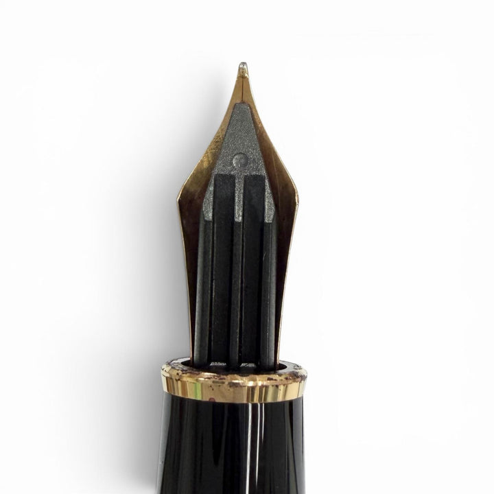 美品▼MONTBLANC モンブラン マイスターシュテュック クラシック ペン先14K Fニブ ホワイトスター 万年筆 ブラック ゴールド ドイツ製