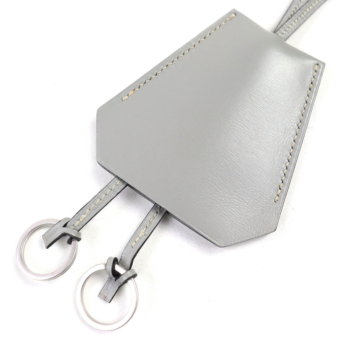 極美品△HERMES エルメス ヴィンテージ マルジェラ期 クロシェット レザー ネックレス ペンダント グレー □C 箱付き 仏製 レディース