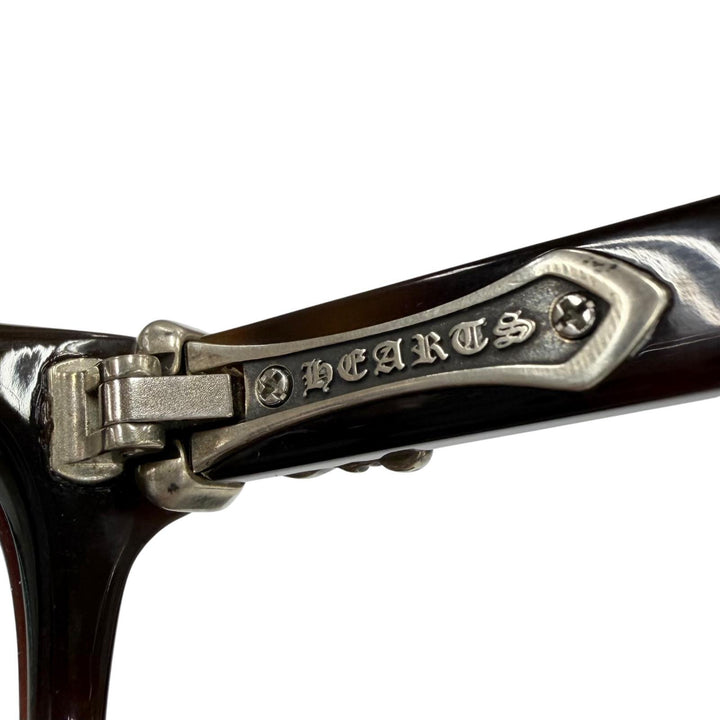 良品▼CHROME HEARTS クロムハーツ RUMPLEFORESKIN 925 マーブル メガネ 眼鏡 アイウェア ブラウン シルバー 56□18-145 度入 総重量46g