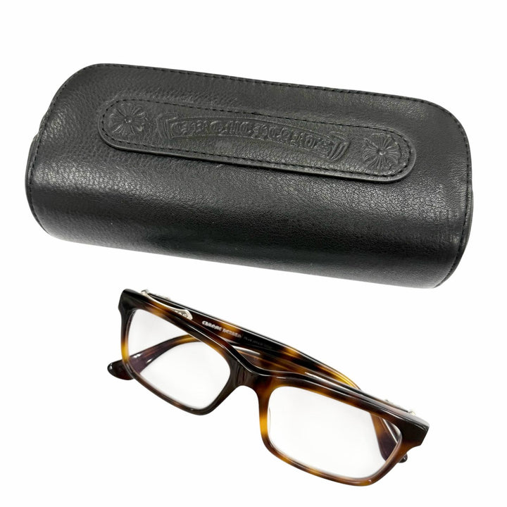 良品▼CHROME HEARTS クロムハーツ RUMPLEFORESKIN 925 マーブル メガネ 眼鏡 アイウェア ブラウン シルバー 56□18-145 度入 総重量46g