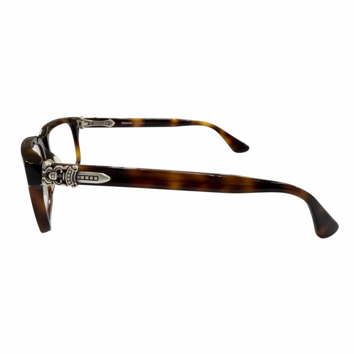 良品▼CHROME HEARTS クロムハーツ RUMPLEFORESKIN 925 マーブル メガネ 眼鏡 アイウェア ブラウン シルバー 56□18-145 度入 総重量46g