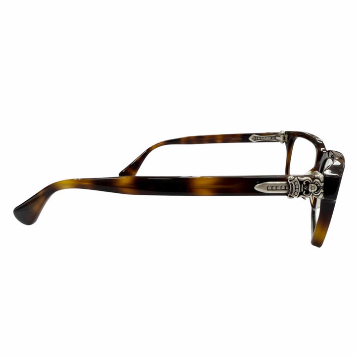 良品▼CHROME HEARTS クロムハーツ RUMPLEFORESKIN 925 マーブル メガネ 眼鏡 アイウェア ブラウン シルバー 56□18-145 度入 総重量46g