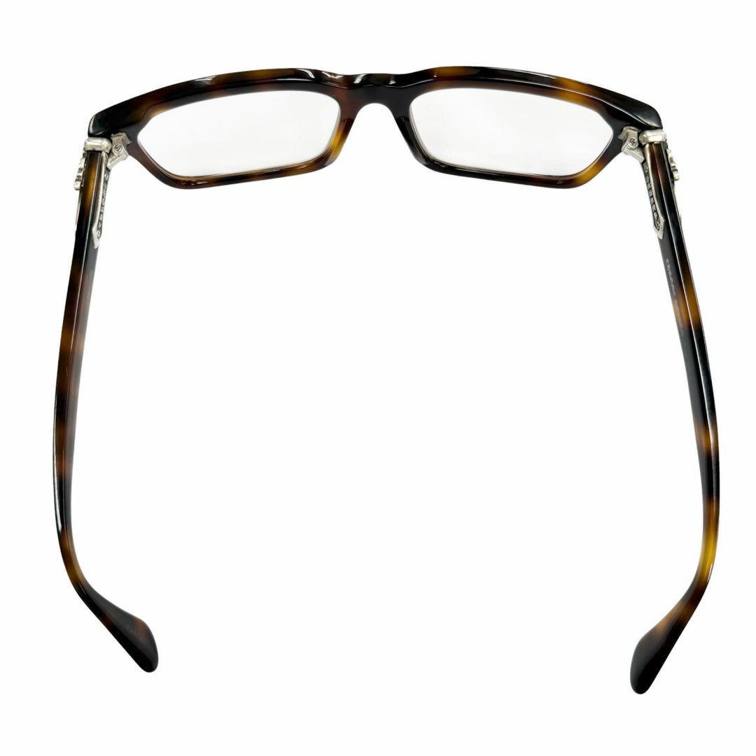 良品▼CHROME HEARTS クロムハーツ RUMPLEFORESKIN 925 マーブル メガネ 眼鏡 アイウェア ブラウン シルバー 56□18-145 度入 総重量46g