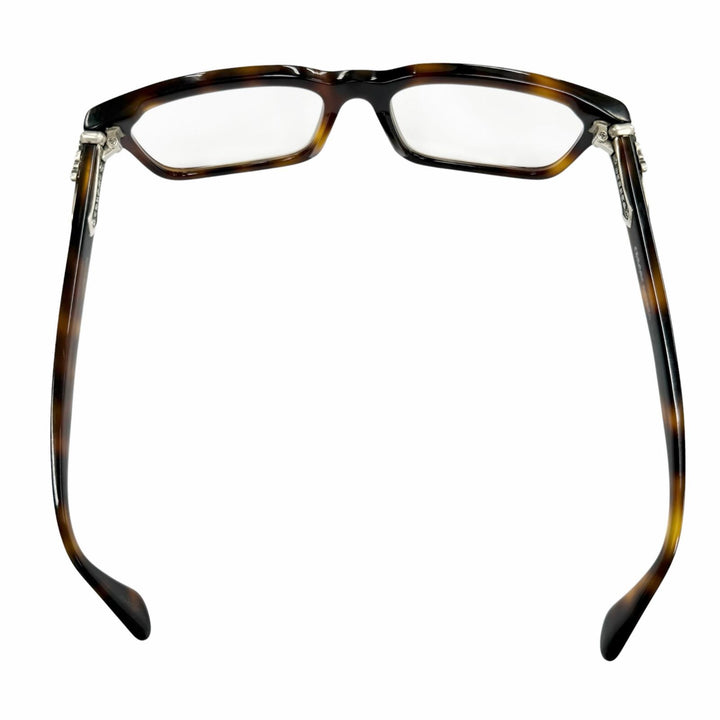 良品▼CHROME HEARTS クロムハーツ RUMPLEFORESKIN 925 マーブル メガネ 眼鏡 アイウェア ブラウン シルバー 56□18-145 度入 総重量46g