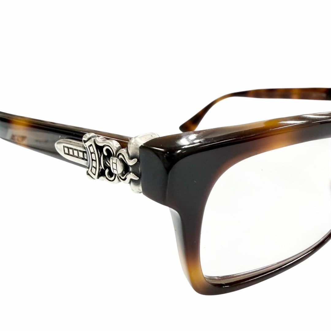 良品▼CHROME HEARTS クロムハーツ RUMPLEFORESKIN 925 マーブル メガネ 眼鏡 アイウェア ブラウン シルバー 56□18-145 度入 総重量46g