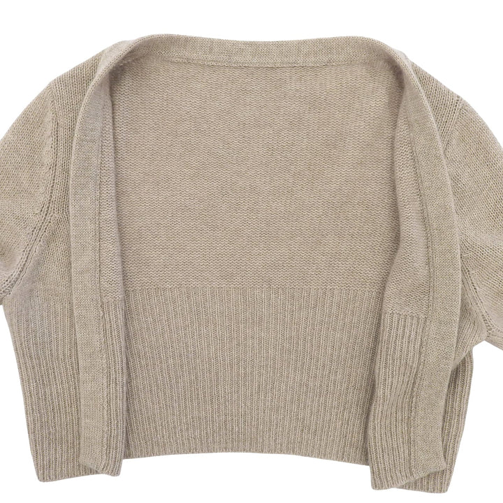 極美品▲FOXEY フォクシー 34687 Cardigan Little カシミヤ100％ ロゴプレート付き ボレロ カーディガン ベージュ 42 日本製 正規品