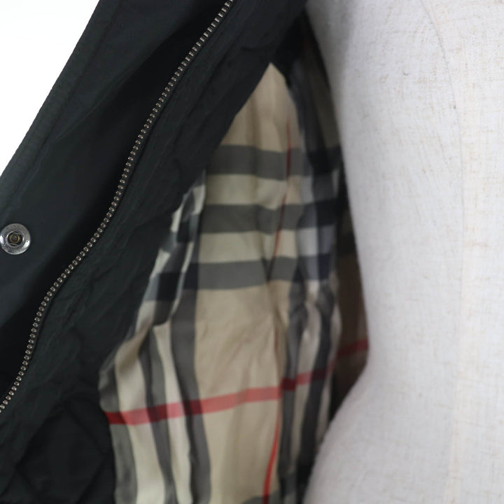美品☆BURBERRY LONDON バーバリーロンドン ファー・フード付き キルティング 中綿入り ダッフル コート ブラック 38 正規品 レディース