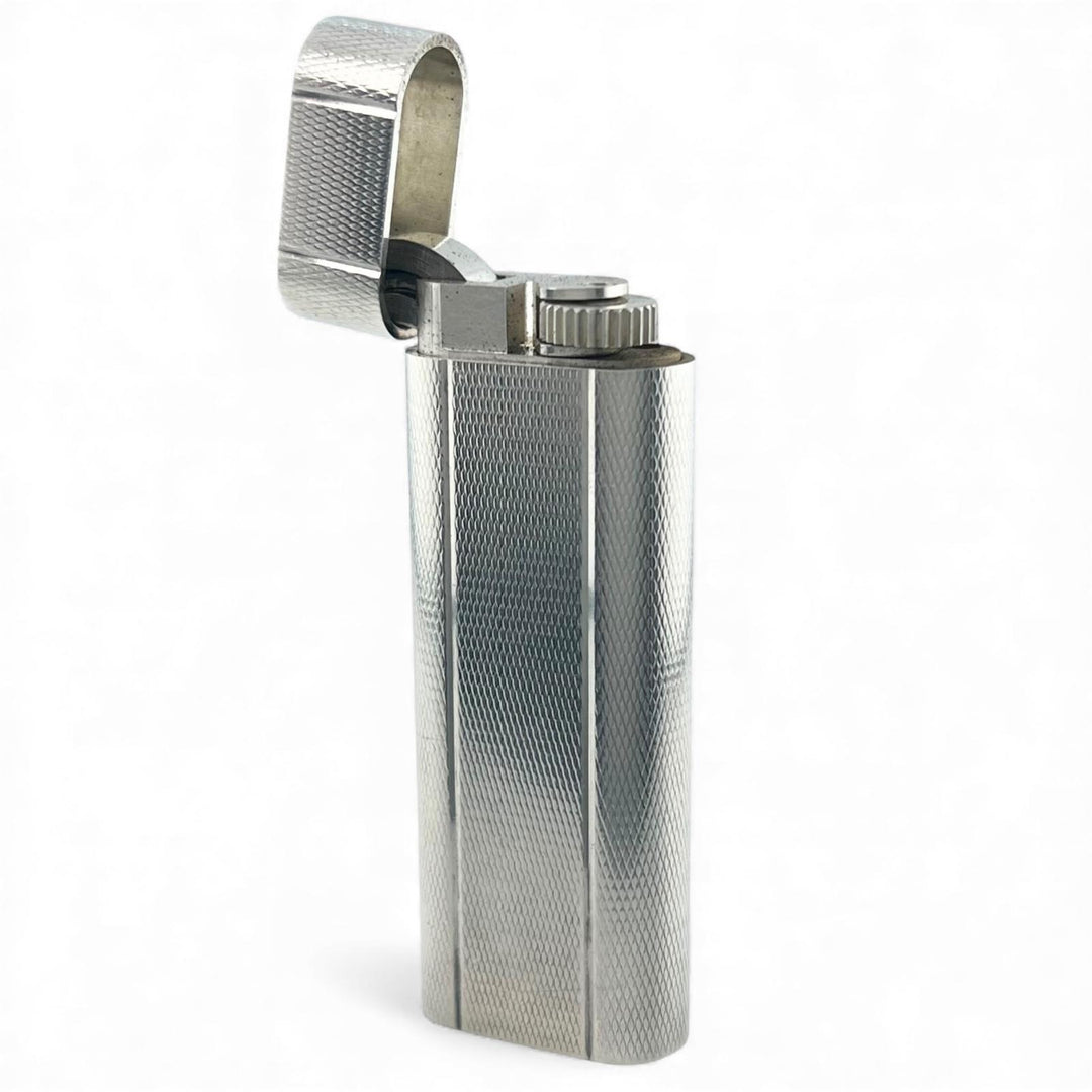 良品▲Cartier カルティエ オーバル 総柄 ローラー式 喫煙具 ガス ライター シルバー メンズ 着火確認済み