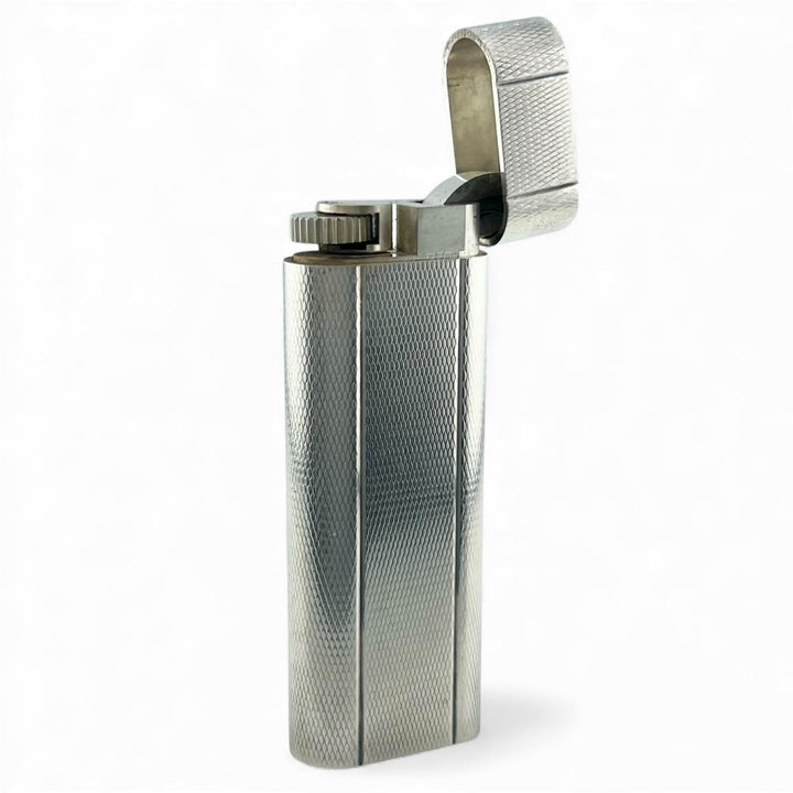 良品▲Cartier カルティエ オーバル 総柄 ローラー式 喫煙具 ガス ライター シルバー メンズ 着火確認済み