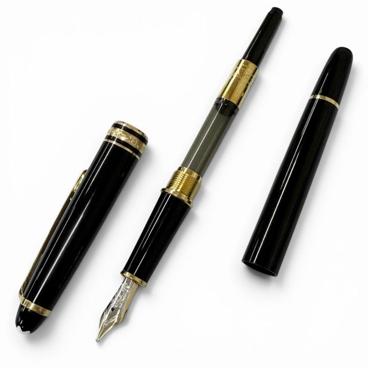 極美品□MONTBLANC モンブラン マイスターシュテュック クラシック Pix ペン先14K Bニブ 万年筆 ブラック ゴールド ドイツ製 メンズ