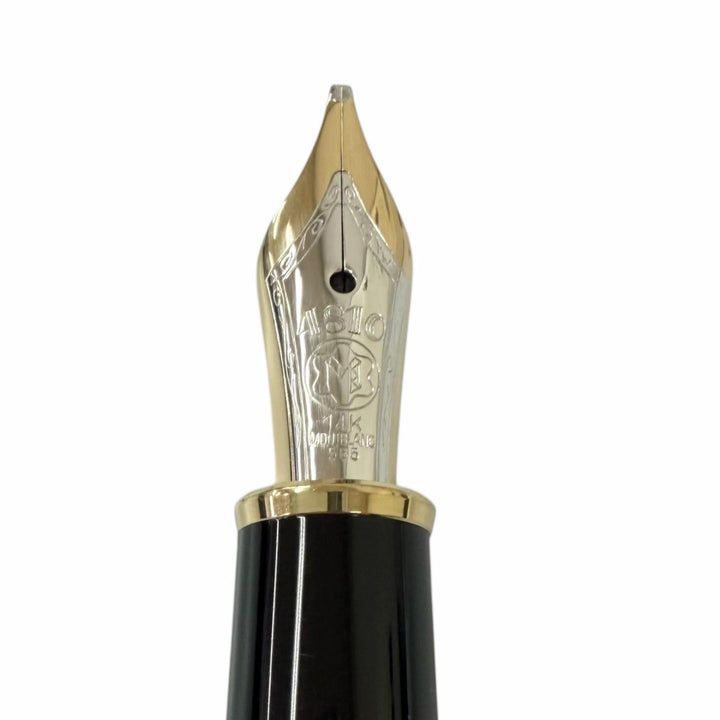 極美品□MONTBLANC モンブラン マイスターシュテュック クラシック Pix ペン先14K Bニブ 万年筆 ブラック ゴールド ドイツ製 メンズ