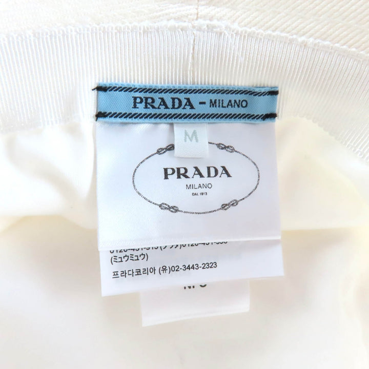 極美品★PRADA プラダ 2023年製 1HC137 コットン100％ ロゴ刺繍入り カットオフ バケットハット ホワイト M 58cm イタリア製 正規品